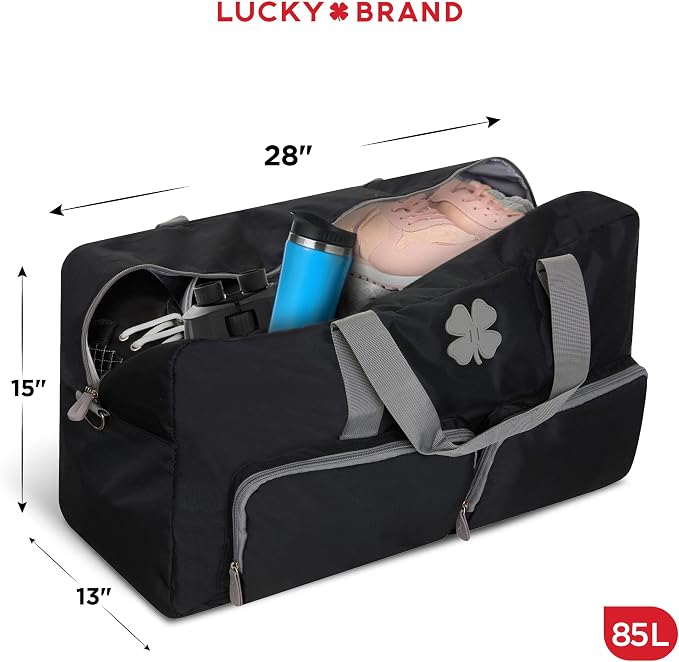 Lucky Brand Large Duffle Bag for Travel, Foldable Weekender Duffel bag | Travel Overnight Duffel bag, Adjustable Shoulder Strap, Front Zip Pockets, Spacious Capacity, Unisex Lightweight Travel Bag - Image 2