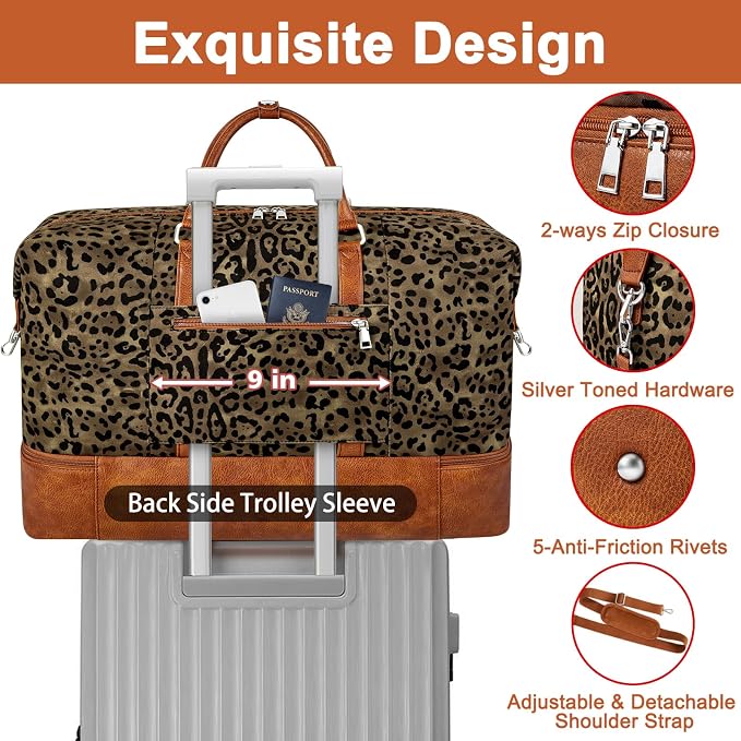 TIBES Travel Weekender Bag for Women, Overnight Bag with Shoe Compartment | 3PCS Large Travel Duffel Bag for Gym, Travel, Hospital, Business Trip, Carry On Tote, Wet & Dry Separation, Water Resistant - Image 5