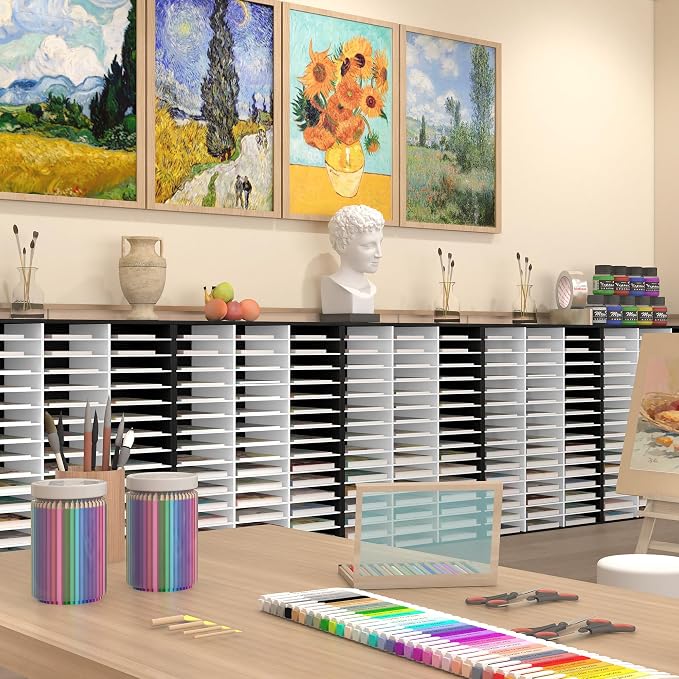 EasyPAG Wooden Literature Organizer with Adjustable Shelves, 48 Compartments Office Paper Organizer Storage 24000 Sheets Letter Size Paper, Student Mailbox for Classroom, Black/White - Image 8