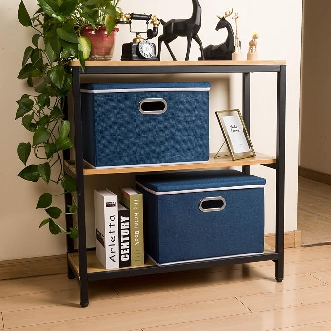 Large Collapsible Storage Bin with Lid [1-Pack] Fabric Foldable Storage Box Organizer Container Basket Cube with Cover for Home Bedroom Closet Office Nursery Royal Blue(17.7x11.8x11.8) - Image 4