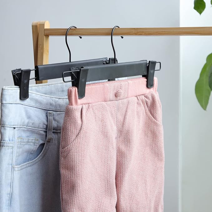NORTHERN BROTHERS Pants and Skirt Hangers with Adjustable Clips, 50 Pack, Slim Non-Slip Clip Hangers, 360 Degree Swivel Hook, Black - Image 6