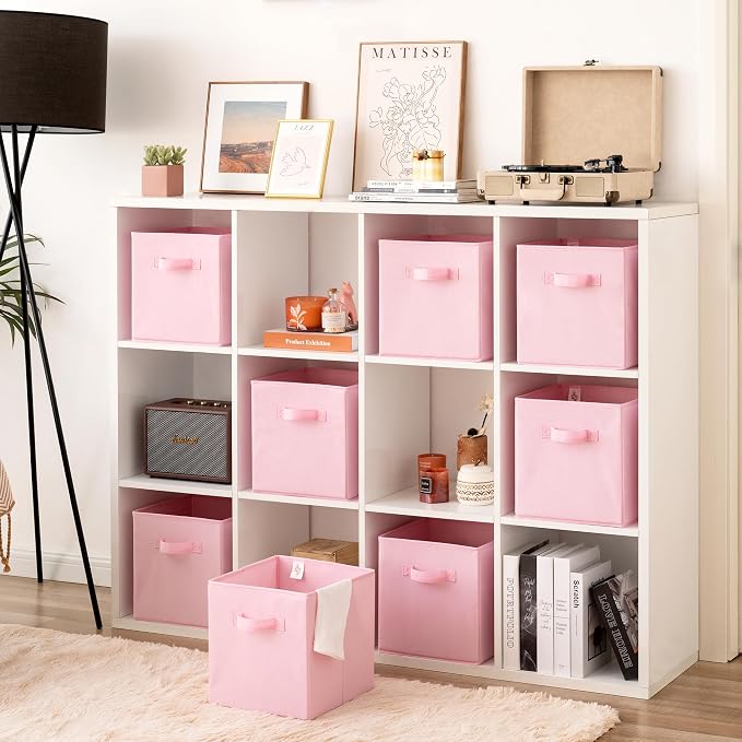 GRANNY SAYS Pink Cube Storage Bins, 11 Inch Storage Cube Organizer, 8-Pack | Collapsible Storage Boxes with Thickened Base Plate, Sturdy Handles, Decorative Baskets for Shelves, Closet - Image 2