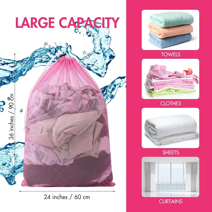 Berlune 30 Pack Large Mesh Laundry Bags | Oversized breathable mesh bags help sort and transport laundry for dorms, rentals, laundromats and facilities. - Image 3