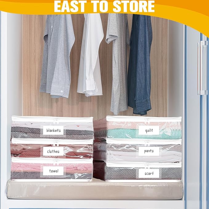 Plastic Storage Bags with Easy-Glide Zipper, Pack of 8, Durable Clear Vinyl Zippered Storage Bags for Clothes Sweaters Comforters Blankets Sheets Bedding (21.6 x 13.7 x 12.4 Inch, Transparent White) - Image 2