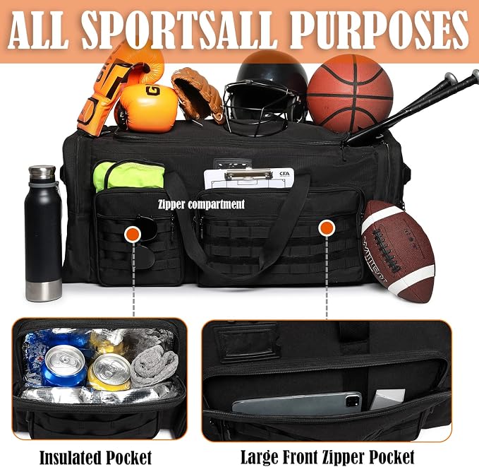 130L Extra Large Duffle Bag for Men, Heavy Duty Large Duffle Bag for Travel | Shoe Compartment, XL Sports Gym Equipment Bag for Hockey Football Baseball Basketball & More - Image 3