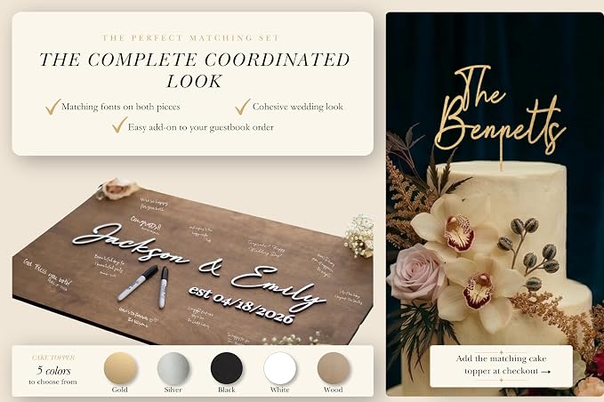 Personalized Last Name Guest Book, Unique Guest Book Sign, Custom Alternative Guest Book, Wooden Guest Book, Wedding Ceremony Guestbook Sign (Design 8) - Image 5