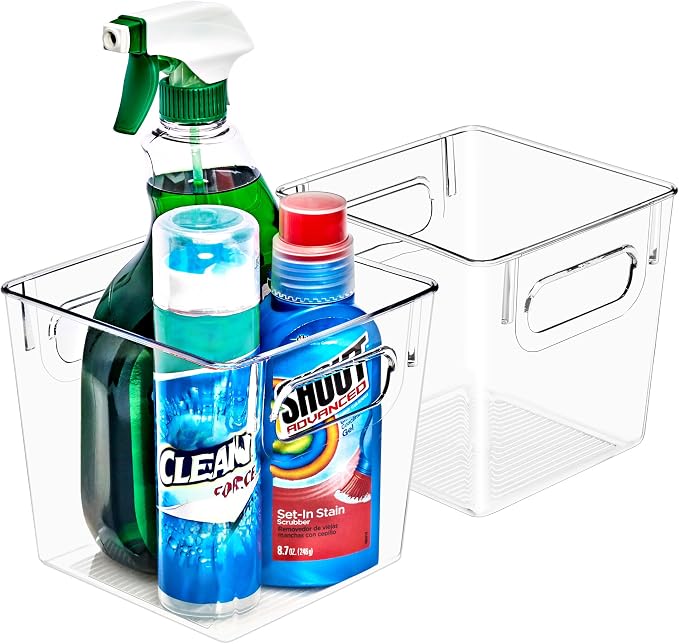 Sorbus Fridge Organizers and Storage, Clear Plastic Bins (Small, 2 Pack) | Handled containers keep crafts, clothing and household supplies sorted across pantries, cabinets, refrigerators and closets. by Sorbus