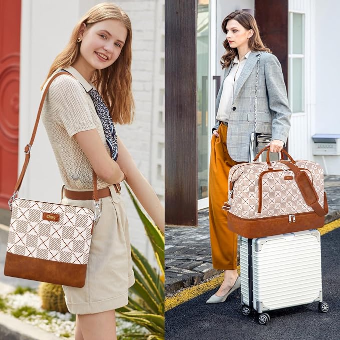 TIBES Travel Weekender Bag for Women, Overnight Bag with Shoe Compartment | 3PCS Large Travel Duffel Bag for Gym, Travel, Hospital, Business Trip, Carry On Tote, Wet & Dry Separation, Water Resistant - Image 7