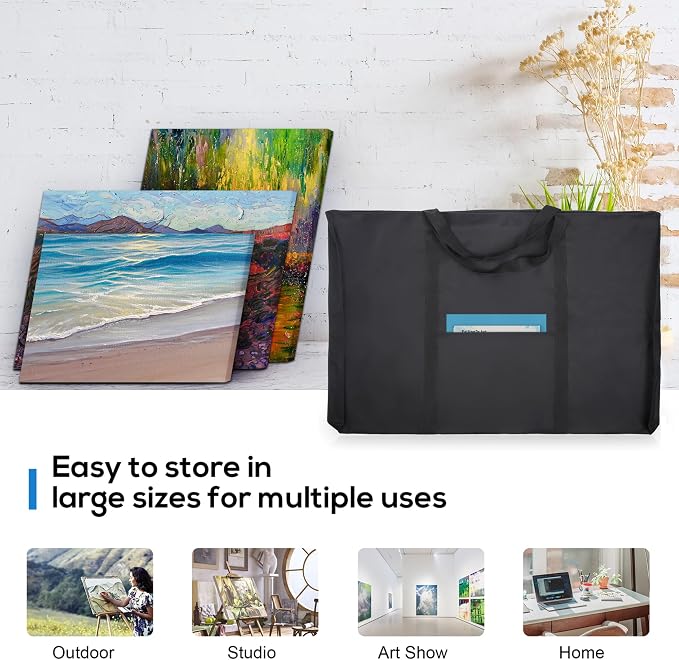 JJRING Dacron Art Portfolio Tote Bag 25'' x 37'' For 24'' x 36'' Black | Light Weight Carrying Storage Case Suitable Poster, Sketching, And Drawing - Image 5
