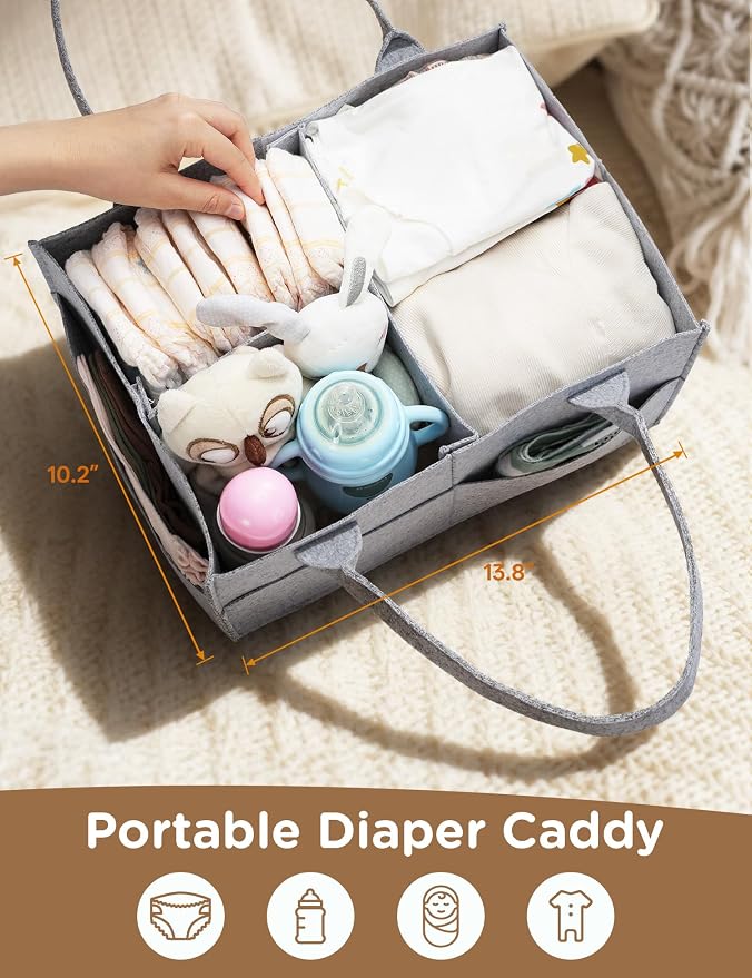 Twinkoo Baby Diaper Caddy Organizer, 3 Tier Rolling Cart | Tiered Modular Configuration, 66 lbs Capacity, Rolling Wheels, Dipaer Bag, Nursery Newborn Essentials, Easy To Assemble - Image 7