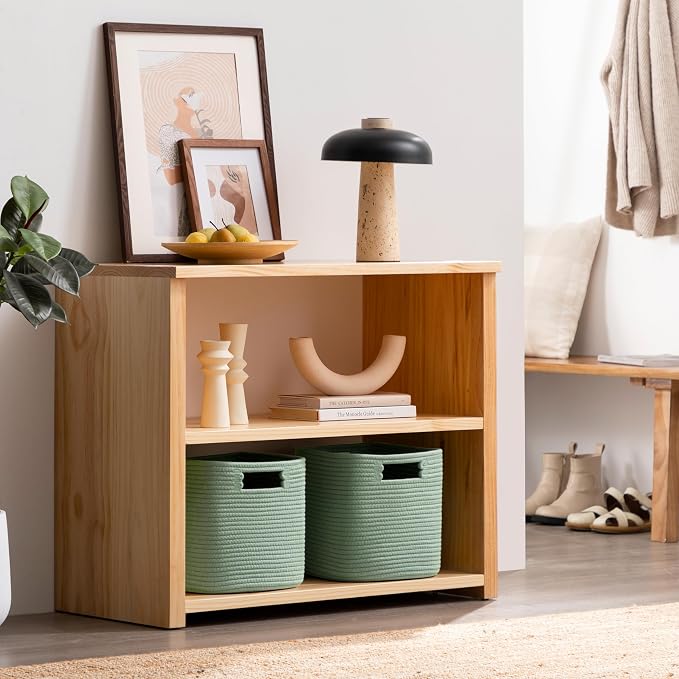 Dreamcountry 13x13 Cube Storage Bins, Storage Cubes with Handles, 4 Pack Cotton Rope Basket for Shelves, Cube Storage Organizer forToys, Book, Clothes, Home, Office, Nursery, Green - Image 4