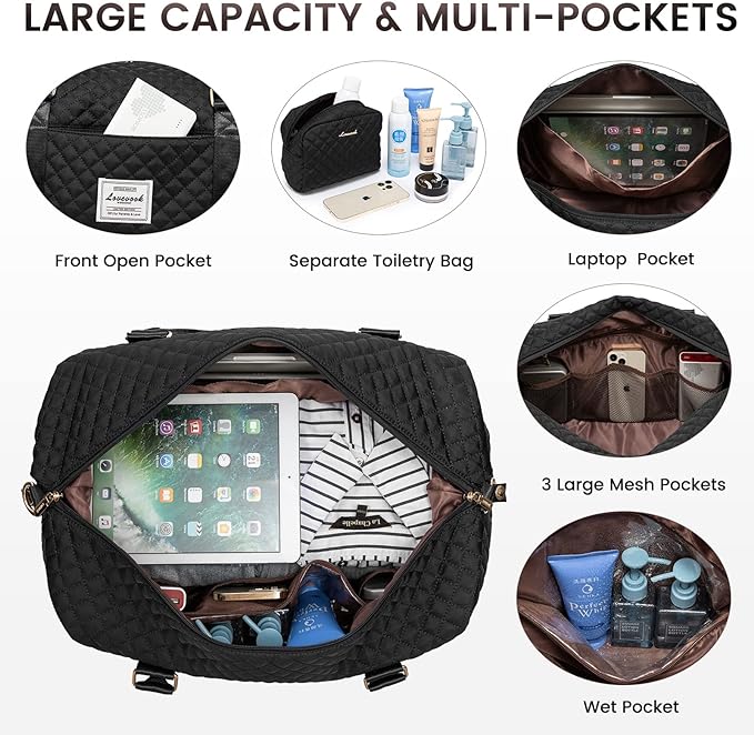 LOVEVOOK Travel Duffle Bag,Weekender Bags for Women with Shoe Compartment，Carry on Overnight Bag with Toiletry Bag,Gym Duffel Bag with Wet Pocket, Hospital Bags for Labor and Delivery - Image 4