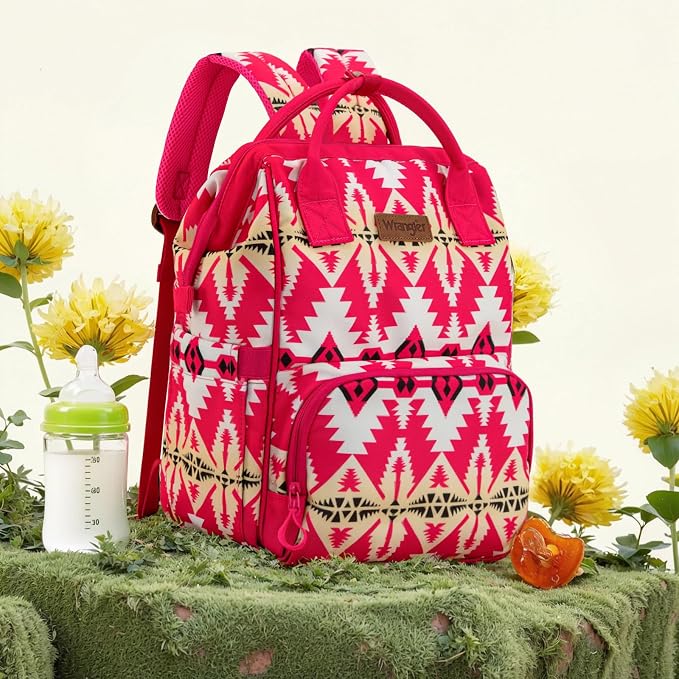 Montana West Wrangler Callie Diaper Bag Backpack with Stroller Straps Western Pattern Multifunction Baby Travel Bag WG2204-91102HPK - Image 5