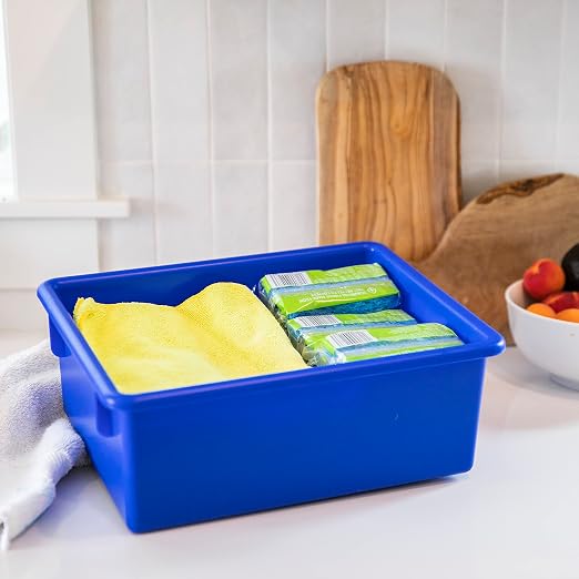 ECR4Kids Letter Size Tray Organizer with Lid, Large, 10-Piece, Assorted | Durable plastic, GREENGUARD Gold Certified, 1 gallon capacity, stackable/nestable, easy-lift lids, classroom & home use - Image 7