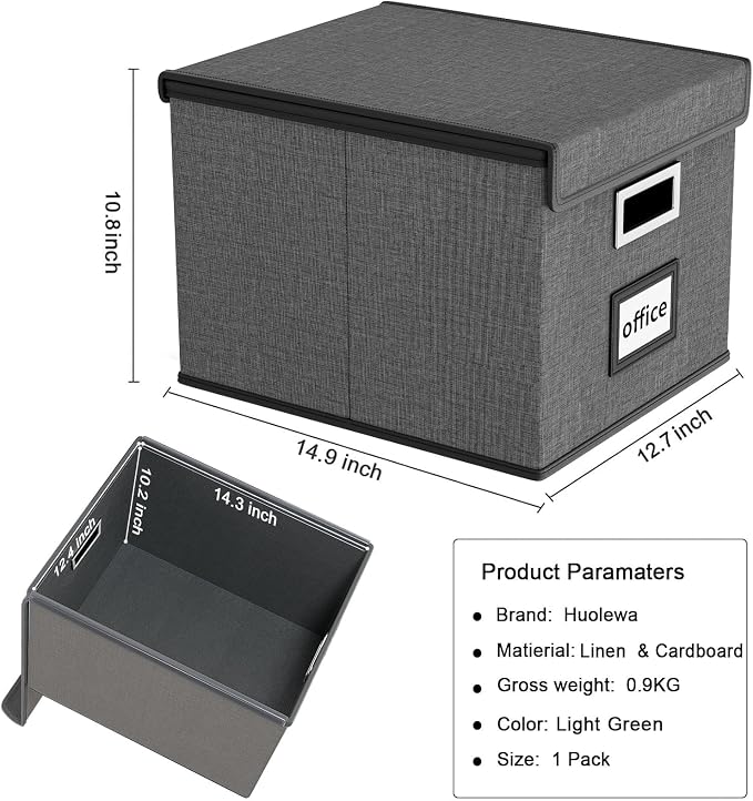 File Organizer Box with Lids, Collapsible File Folder Organizer | File Box with Plastic Slides for Document, Filing Bin for Letter Size Hanging File Folders (1 Pack, Smoky Gray) - Image 3