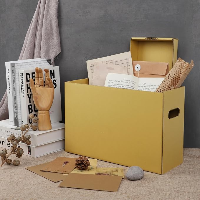 Lineco, Archival Storage Cartons, Acid-Free, 6x15x10 in, Tan, Pack of 5 | Ready-To-Assemble Filing Boxes for Organizing and Storing Documents, Prints, or Photos, Buffered Corrugated Board - Image 4