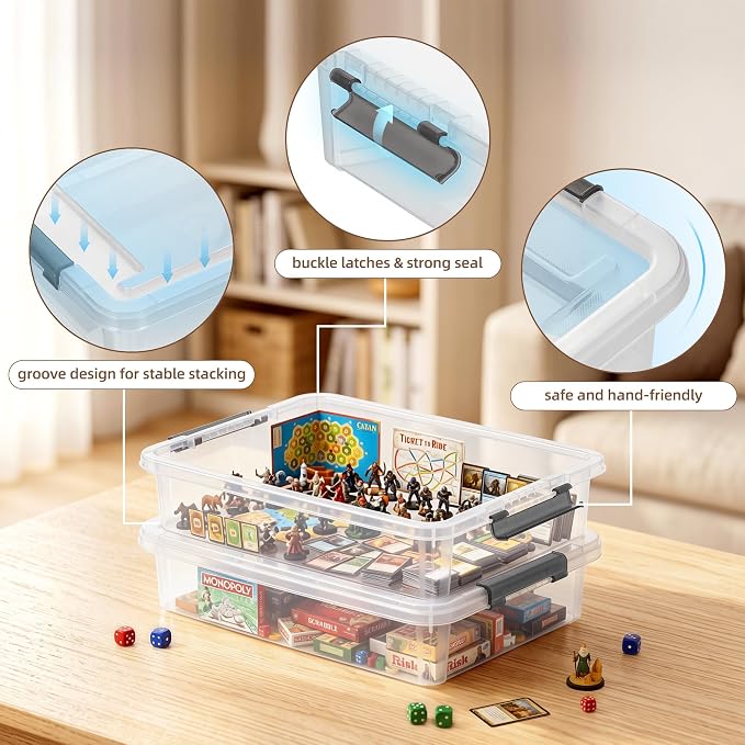 Citylife 6Qt 4Packs Clear Craft Organizers and Storage BOX, Sensory Bins | Stackable Board Game Storage Bins with Lids for Art Supplies, Paper, Puzzle, Tools, Home, Office, School Supplies - Image 5