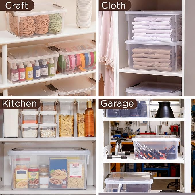 17QT Plastic Storage Bins with Lids, 5Packs Stackable Containers | Large Clear Storage Box with Durable Latching Organizing for Garage,Closet,Kitchen - Image 7