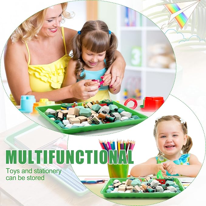 Maitys 15 Pack Plastic Art Trays 12 x 16 Inch Activity Crafts Trays Sensory Tray DIY Projects, Painting, Beads, Jewelry Office Home Organizer Arts and Crafts Supplies(Green) - Image 6