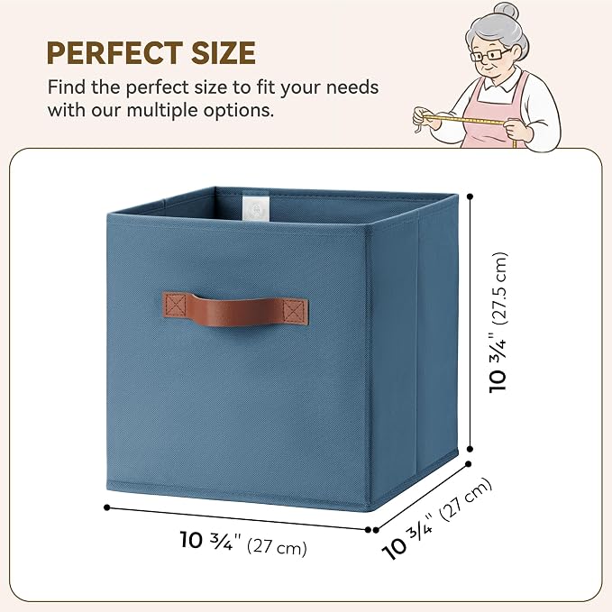 GRANNY SAYS 11 Inch Storage Cube Organizers, Light Blue, 6-Pack | Collapsible, Cube Storage Bins with Thickened Base Plate, Sturdy Handles, Decorative Baskets for Shelves, Closet - Image 2