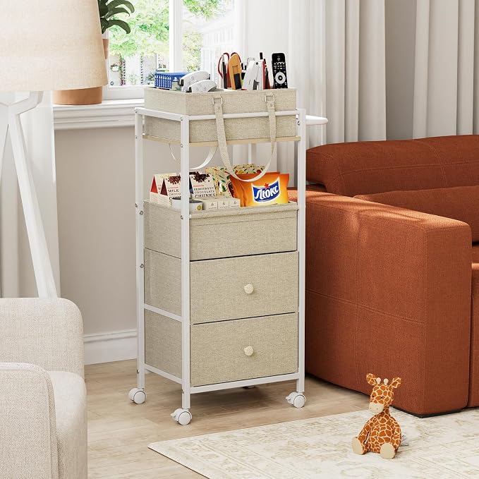 3In1 Modanais Baby Diaper Caddy Organizer Cart with Drawers, Off White | Rolling Storage Cart, Removable Diaper Caddy, Detachable Dividers - for Crib, Bedroom, Art & Craft Organizer - Image 6