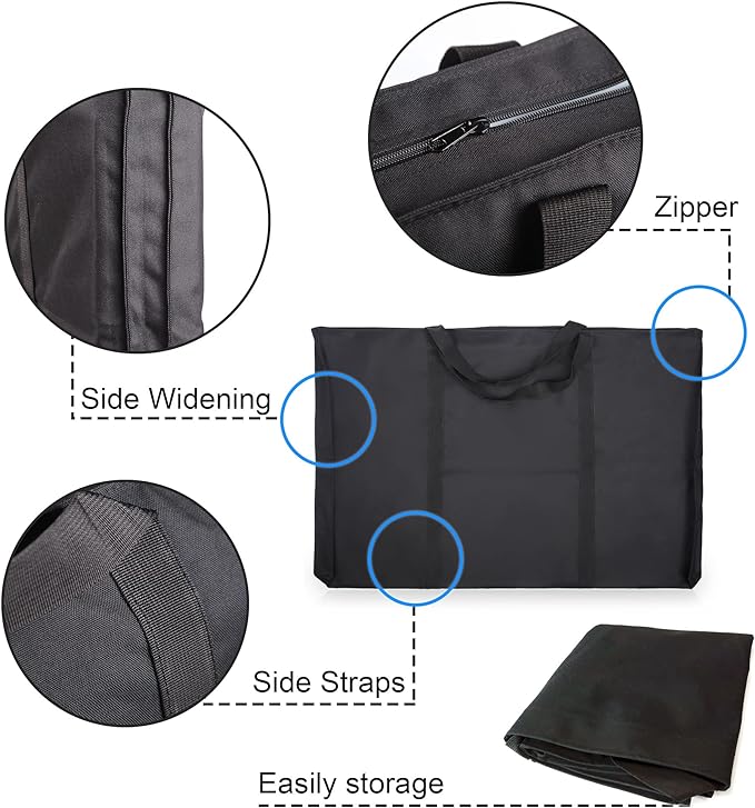 JJRING Dacron Art Portfolio Tote Bag 25'' x 37'' For 24'' x 36'' Black | Light Weight Carrying Storage Case Suitable Poster, Sketching, And Drawing - Image 3