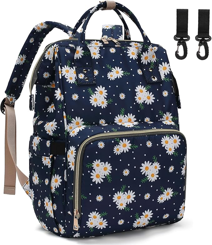 Daisy Baby Diaper Bag Backpack for Women, Large Capacity Waterproof Maternity Travel Nappy Backpacks with Stroller Straps by Dezcrab