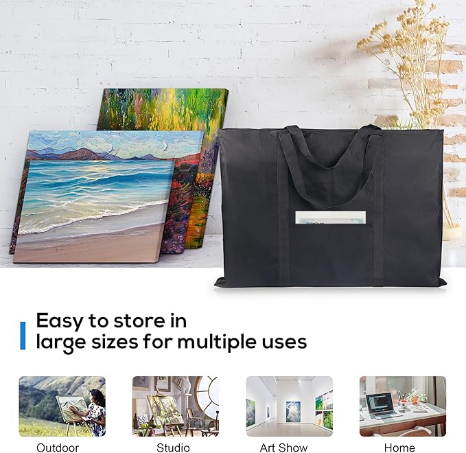 JJRING Dacron Art Portfolio Tote Bag 24'' x 32'' For 23'' x 31'' Black | Light Weight Carrying Storage Case Suitable Poster, Sketching, And Drawing - Image 5