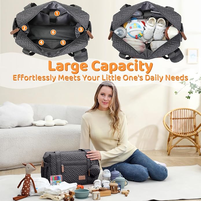 Diaper Bag Tote, Large Capacity Travel Diaper Bags With Changing Pad, Hospital Bag For Labor Delivery, Baby Bag - Image 2