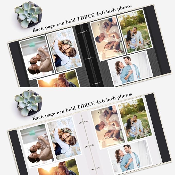 Zesthouse Photo Album Self Adhesive 60 Pages, 3-Ring Scrapbook Albums Holds 3x5 4x6 5x7 6x8 8x10 Photos (Green, 11"x10.6"/White 60 Pages) - Image 4