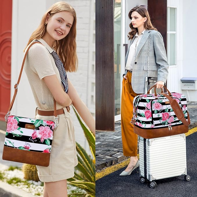 TIBES Travel Weekender Bag for Women, Overnight Bag with Shoe Compartment | 3PCS Large Travel Duffel Bag for Gym, Travel, Hospital, Business Trip, Carry On Tote, Wet & Dry Separation, Water Resistant - Image 3