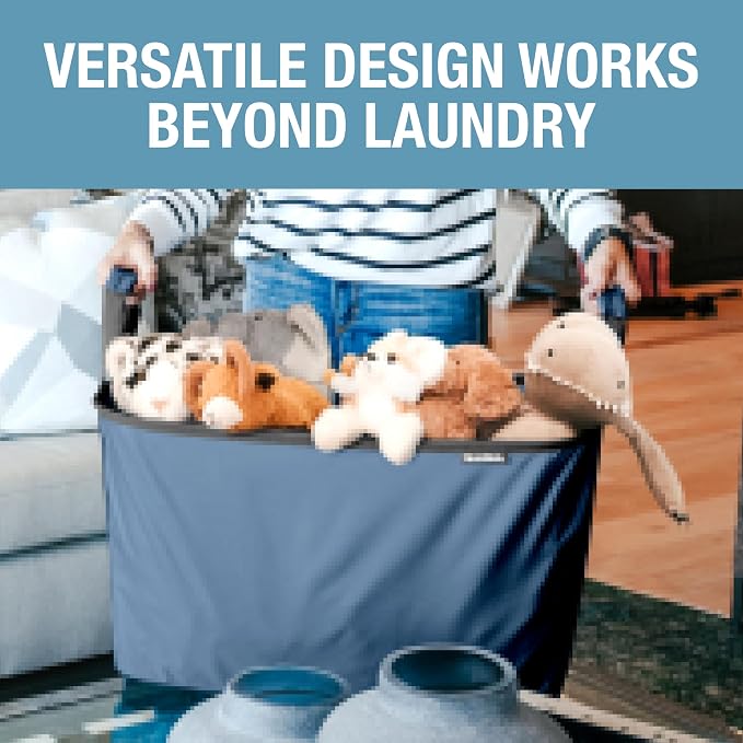 Collapsible Laundry Basket - Denim/Shadow Gray(2PK) | Clear Floor Space Between Laundry Days | Each Basket Holds 55 lb, Stays Upright While Loading, and Folds to 1.25 Inches - Image 5