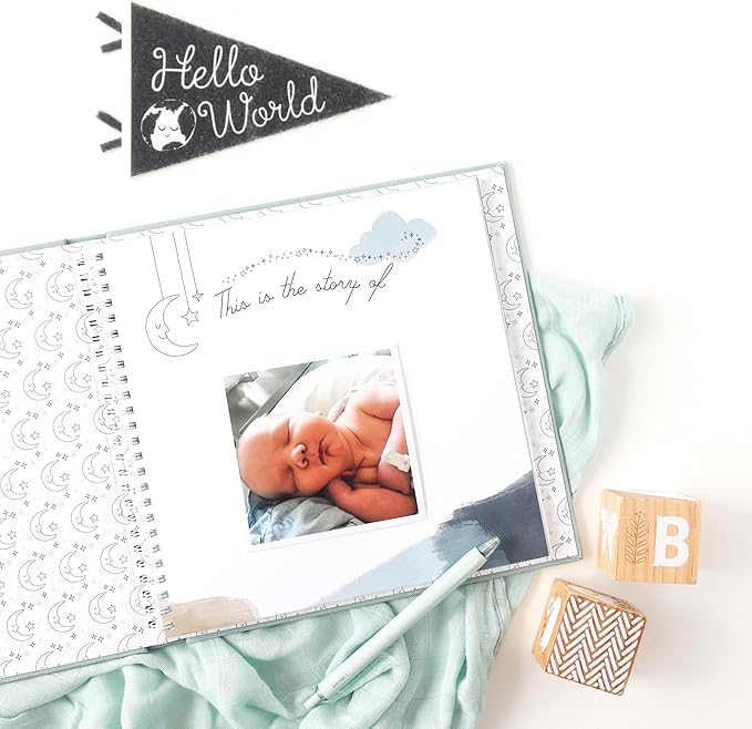 Lucy Darling Baby Memory Book – Celestial Skies | Luxury Baby First Year Book & Photo Album | Gender Neutral Keepsake Journal for Milestones, Memories & Photos | Thoughtful Pregnancy Gift - Image 3