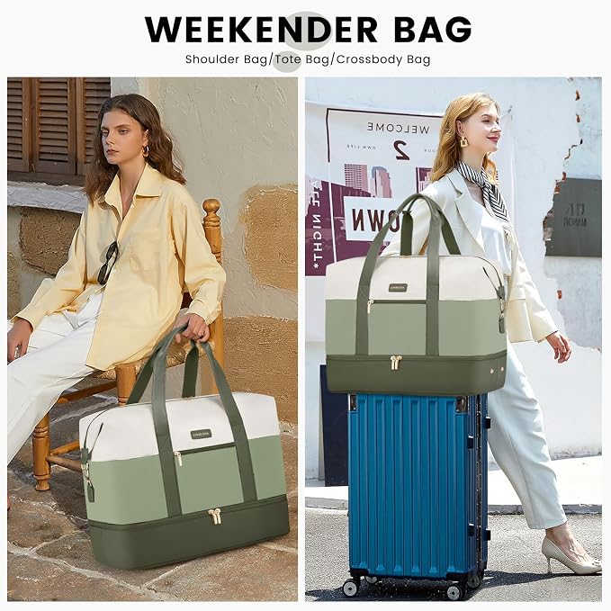 LOVEVOOK Weekender Bag for Women, Large Duffle Bag for Travel with 2 Packing Cubes, Carry on Overnight Bag with Shoe Compartment, Mom Hospital Bags for Labor and Delivery - Image 3