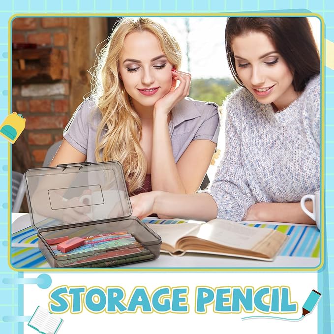 Patelai 24 Pack Pencil Box for Kids 8.3x4.7x2.4 Plastic Clear Pencil Case Bulk Crayon Boxes with Snap Tight Lids for Classroom School Students(Black) - Image 6