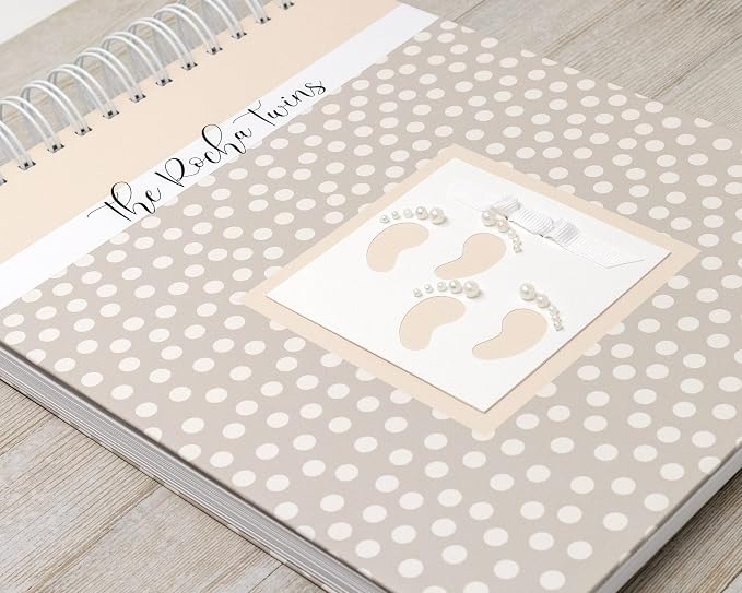 Personalized Twin Pregnancy Journal (8 Center Designs) - Hardcover Pregnancy Memory Book Customized with Babies’ Names, Nicknames or Phrase - Prompted Journal for New Moms (Ivory Dots) - Image 2