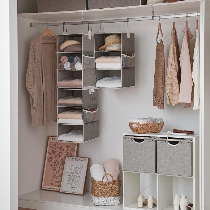 StorageWorks 6-Shelf Hanging Closet Organizers, 3-Pack Large Closet Organizers with Handles - Image 2