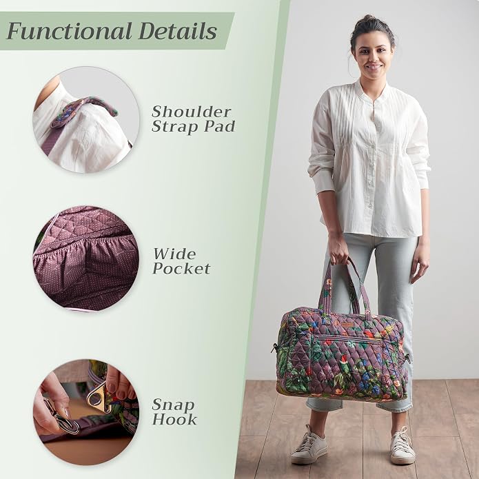 Maison d' Hermine Weekender Bags for Women Cotton Quilted Duffel Overnight Luggage Weekend Bag for Men Gym Gifts Travel | Overnight Luggage Weekend Bag for Men Gym Sports Gifts Duffle bag Business Travellers Trip Spring Summer - Image 5