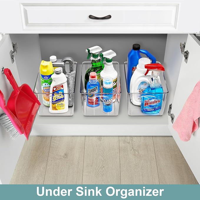 Sorbus Fridge Organizers and Storage, Clear Plastic Bins (Large, 2 Pack) | Handled containers keep crafts, clothing and household supplies sorted across pantries, cabinets, refrigerators and closets. - Image 2