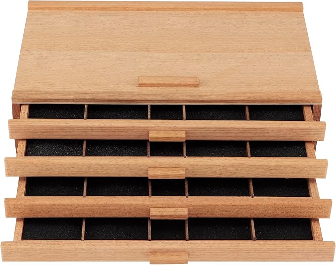 Cezanne Creative Mark Pastel Storage Box, 4-Drawer Wooden Art & Craft Supplies Organizer, Birch Wood, Brown - Image 7
