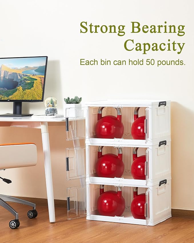 OlarHike 48QT Storage Bins with Lids for Home, Office, Closet, Dorm, 6 Pack | Multi-Lid, Lockable Cabinet, Doors & Wheels, Stackable Organizers, Plastic Drawers, Containers, Living room, Kitchen, School - Image 6