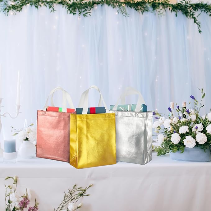 BLEWINDZ 100 Medium Reusable Gift Bags with Handles - Ideal Party Favors & Shopping Bags (10 Colors) - Image 5