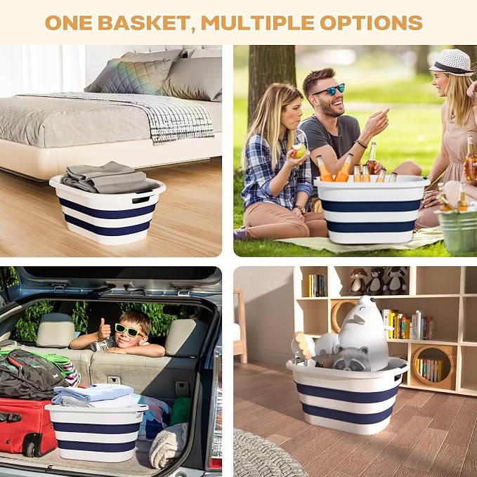 43L(11.5Gallon) Collapsible Laundry Baskets plastic (Blue, 2 Packs) | Pop Up Laundry hamper/Storage Container, Foldable Laundry Basket with Large Capacity,Sturdy,Space Saver - Image 5