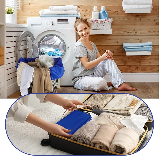 Woanger 12 Pack 28 x 45 Inch Extra Large Laundry Bags Bulk, Blue | Washable Polyester, Drawstring Closure, For Clothes and Bedding, Foldable for College Dorms, Hotels, Camping and Travel - Image 7