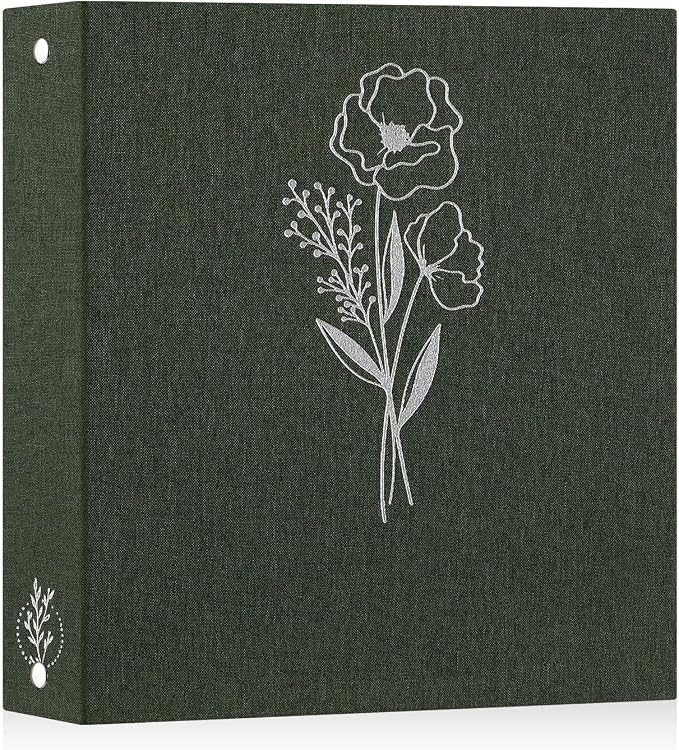 Lanpn 8.5x11 inch Scrapbook Photo Album, Linen Cover Archival Acid Free Top Load 3 Ring Binder Folder Photo Book 8.5 x 11 with 30 Plastic Sleeves 60 Pages (Green) by Lanpn