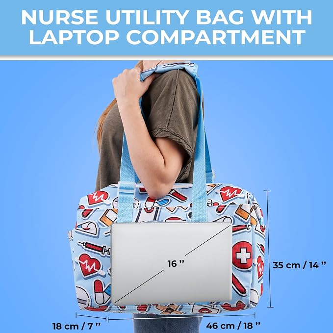 White Peas Nurse Bag & Utility Tote - Waterproof, Top YKK Zip, L18" x H14" x W7" - SHYLERO - Image 2