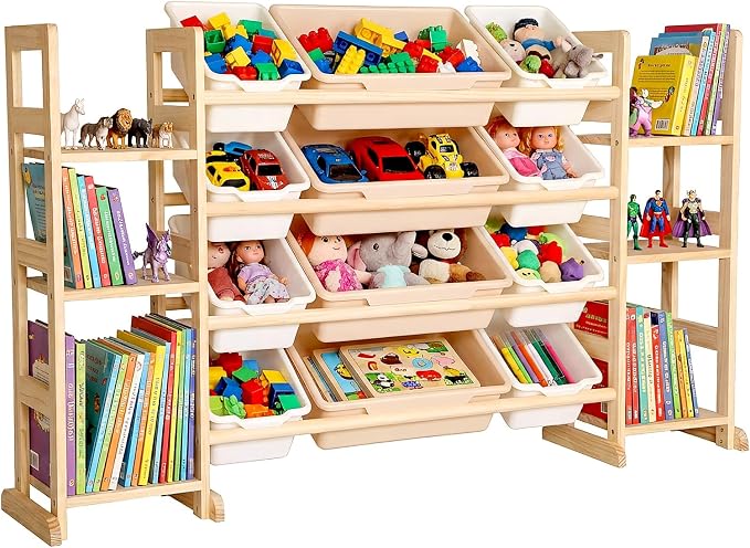 Amdermi Kids Toy Storage Organizer, 52 Inch White 6-Shelf Bookcase with 12 Bins, Cubby Toy Organizer for Toddler Playroom, Bedroom, Nursery by Amdermi