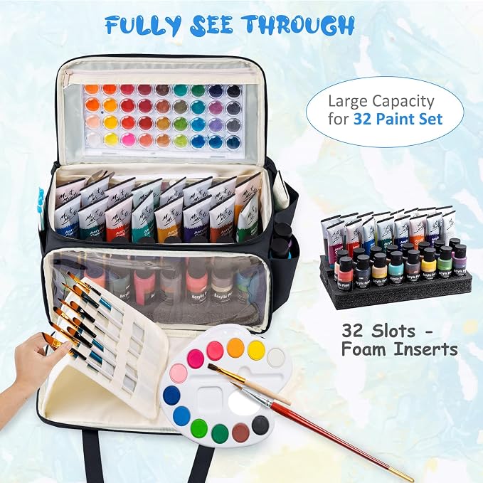 SFYBYHEART Acrylic Paint Storage, Craft Organizer, Art Supply Organizer, Art Tote Bags, Paints Brush Holder for Apple Barrel Acrylic Painting, Palette Board - Image 4