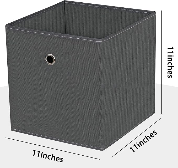 Foldable Storage Cubes Bins ,11 Inch Cloth Storage Cube Fabric Storage Box Cubes Organizer Baskets with Handles for Home Organizer Set of 3 (Grey) - Image 2
