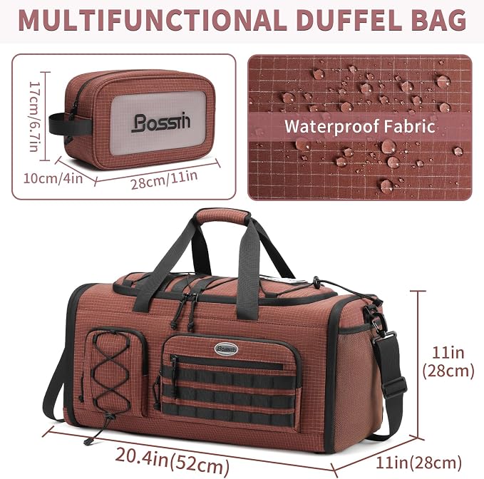 BOSSTIN Gym Bag for Men & Women, 45L-50L Expandable Sports Duffle Bag | Convertible Duffel Backpack, Comes with Toiletry Bag, Shoe Compartment & Wet Pocket, for Workout, Weekender, Overnight Travel - Image 2